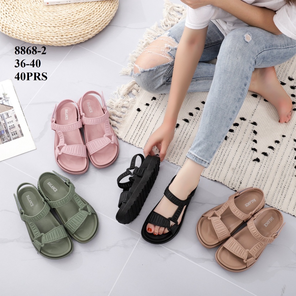 Sandal Wanita Terbaru Jelly Import Balance 8868-2 Model Sandal Gunung Tali Belakang Velcro Kekinian 