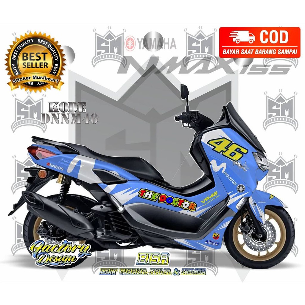 Sticker decal full body Yamaha Nmax Monster Energy Biru Muda