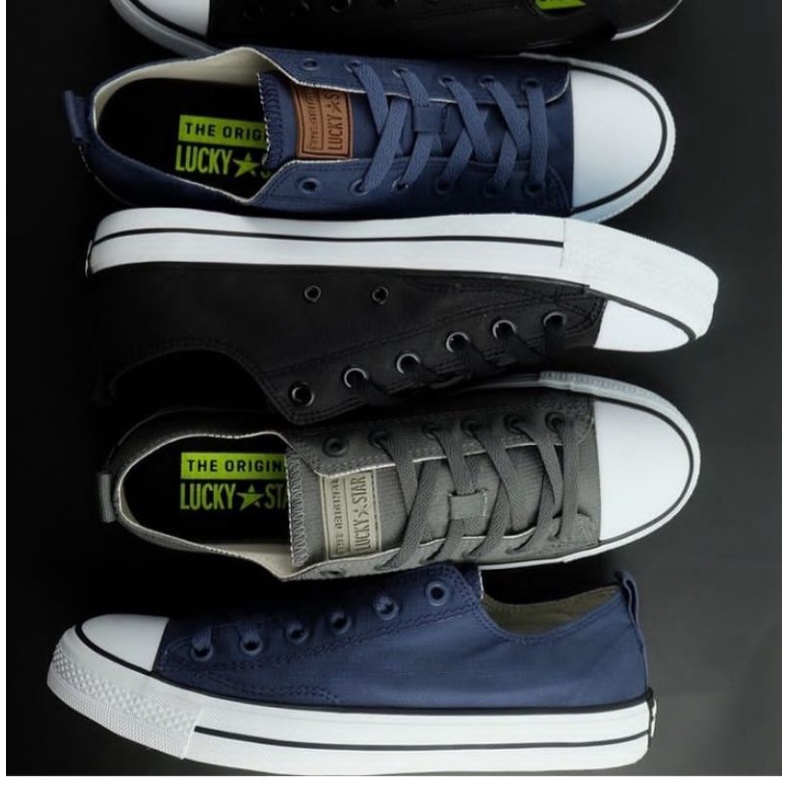 Sepatu Lucky Star Sneakers Sierra Low Black White, Grey dan Navy - Original