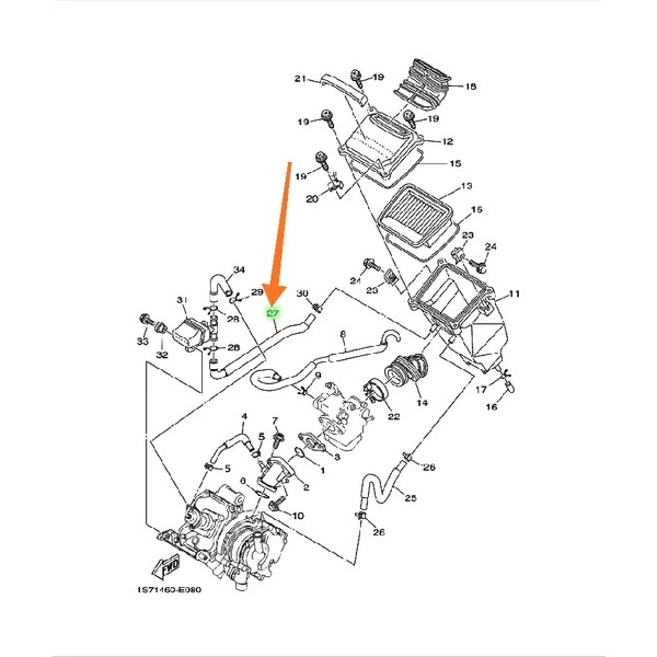 SELANG AIS HAWA UDARA BAWAH PANJANG BOX FILTER UDARA JUPITER MX 135 LAMA ORI YGP 1S7-E4882-00