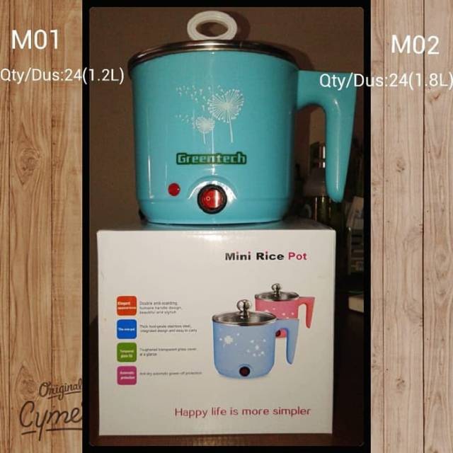 Rice Cooker Mini Rice Pot Greentech 1,2 Liter M01
