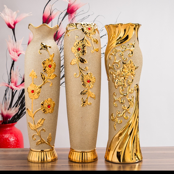 Vas Bunga 60 cm lantai keramik vas besar gaya Eropa vas dekorasi ruang tamu besar TV kabinet teras p