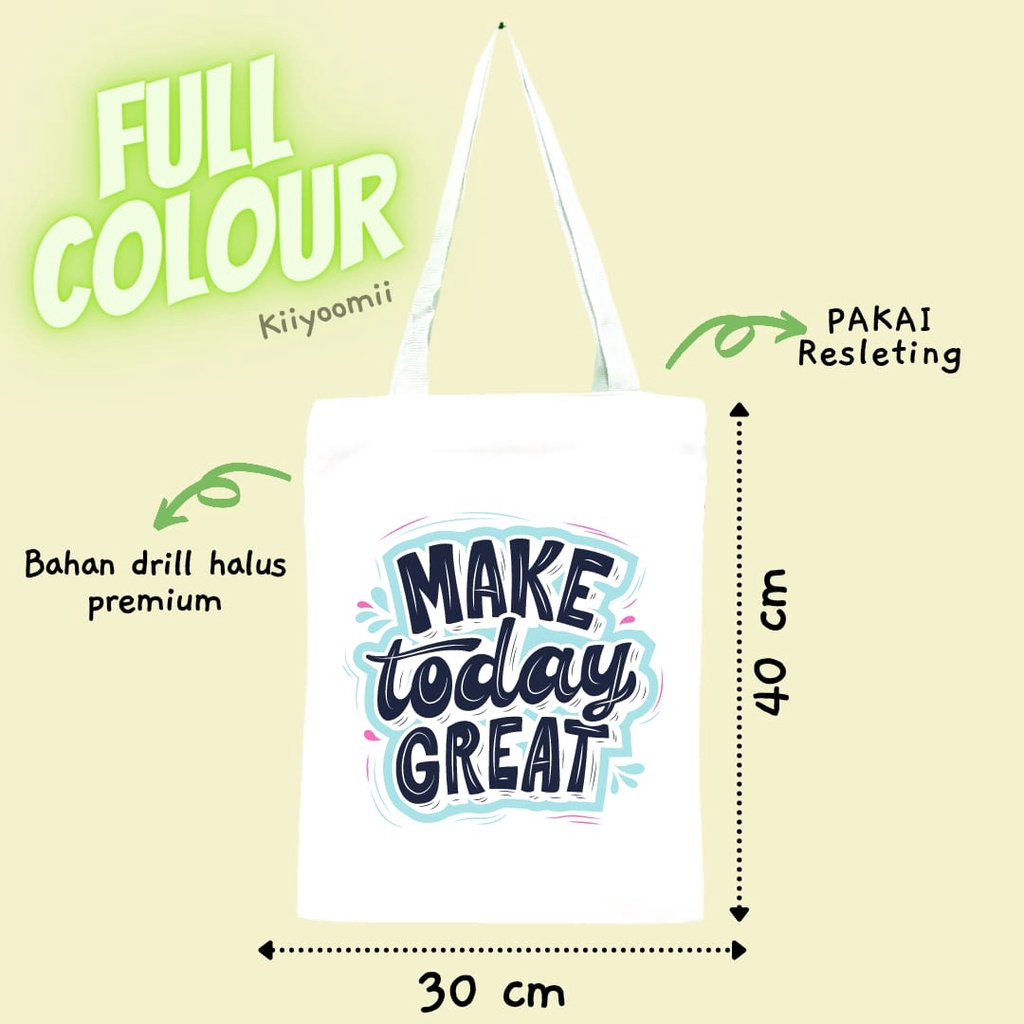 New totebag aesthetic custom satuan kain drill TOTE tas printing design sesukamu suka suka (resleting) || kiiyoomii ||