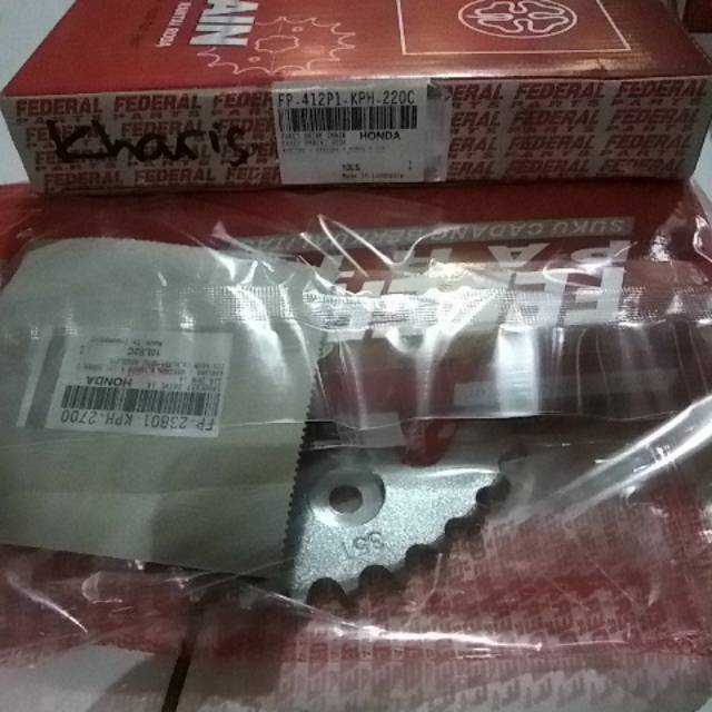 Gir Set Rantai Roda Kit Federal Karisma Supra X125 X 125 FP 412P1 KPH 220C