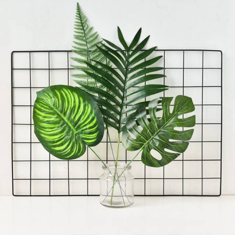 Daun monstera artificial palsu menyerupai asli daun dekorasi vintage