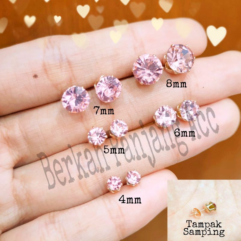 Anting permata satu zircon  warna perhiasan emas korea anti karat dan anti luntur