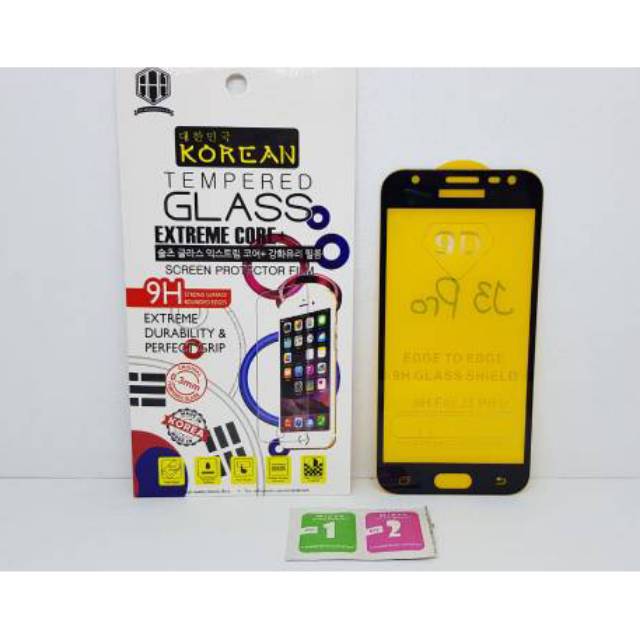 KOREAN Tempered Glass Samsung J3 2018 FULL SCREEN Guard TG 5D Samsung J3 Pro J330 FULL GLUE FULL LEM