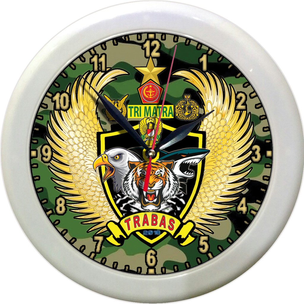 JAM DINDING TRI MATRA TNI - AD, TNI - AU, TNI - AL . (DIAMETER 30CM)