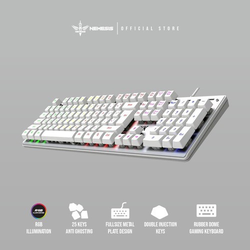 NYK KR301 / KR-301 Skylight White RGB Gaming Keyboard