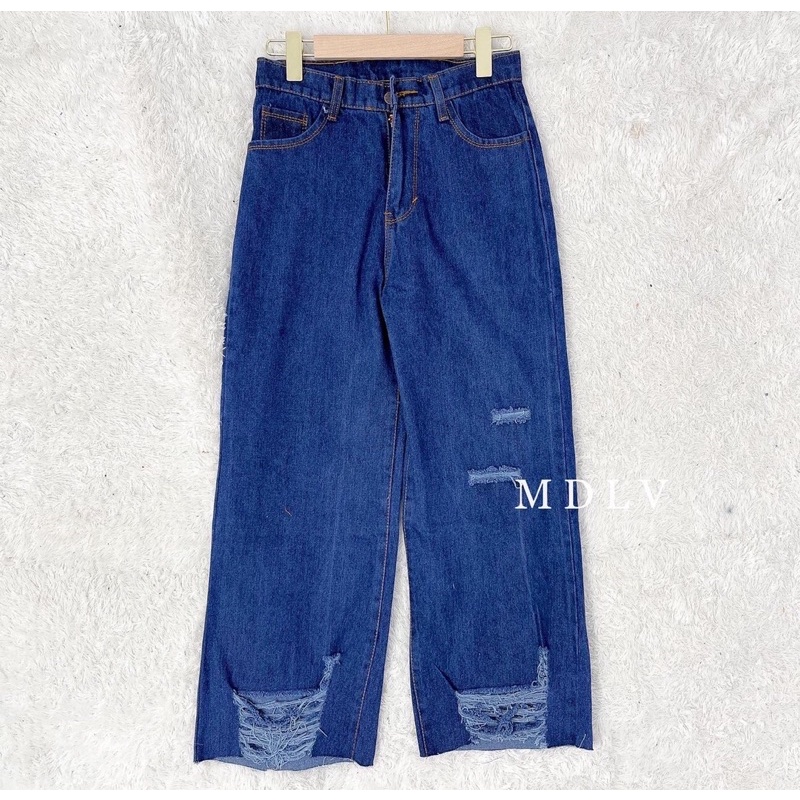 MDLV ~ CELANA JEANS KULOT CHALAUDY CULLOTES CELANA JEANS KULOT SOBEK CELANA PANJANG WANITA IMPORT