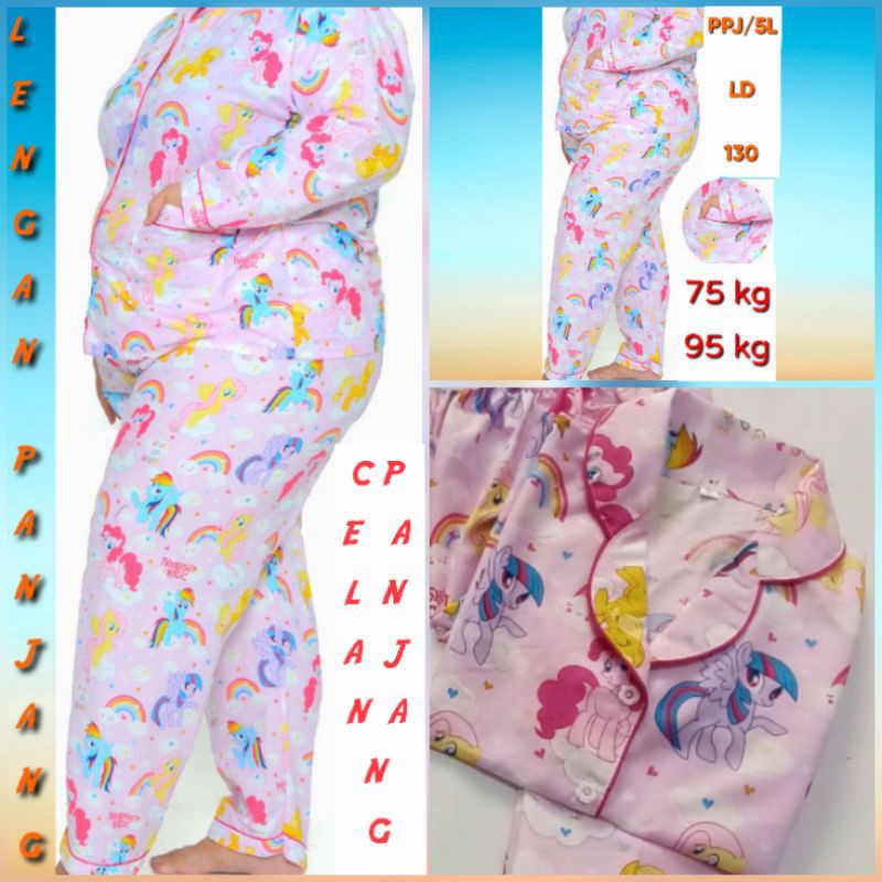 piyama bigsize baju lengan panjang celana panjang / PP LD 160 150 140 130