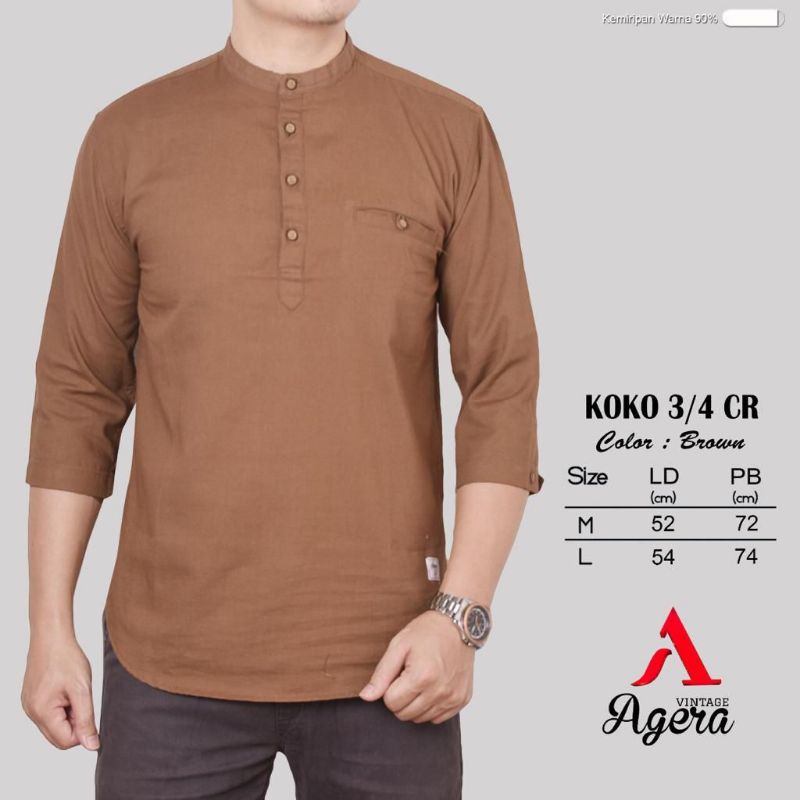 KURTA 3/4 PRIA DEWASA/KOKO KURTA PRIA LENGAN SETENGAH/PAKAIAN MUSLIM PRIA/FASHION MUSLIM COWOK/KURTA