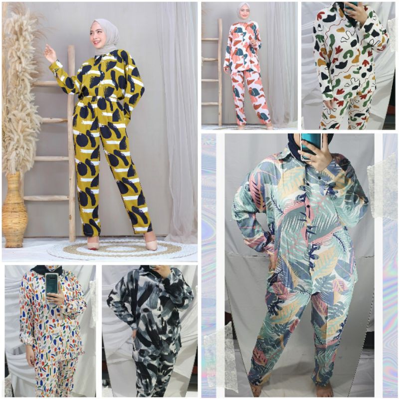 Setelan piyama  motif baju tidur rayon  Shopee Indonesia