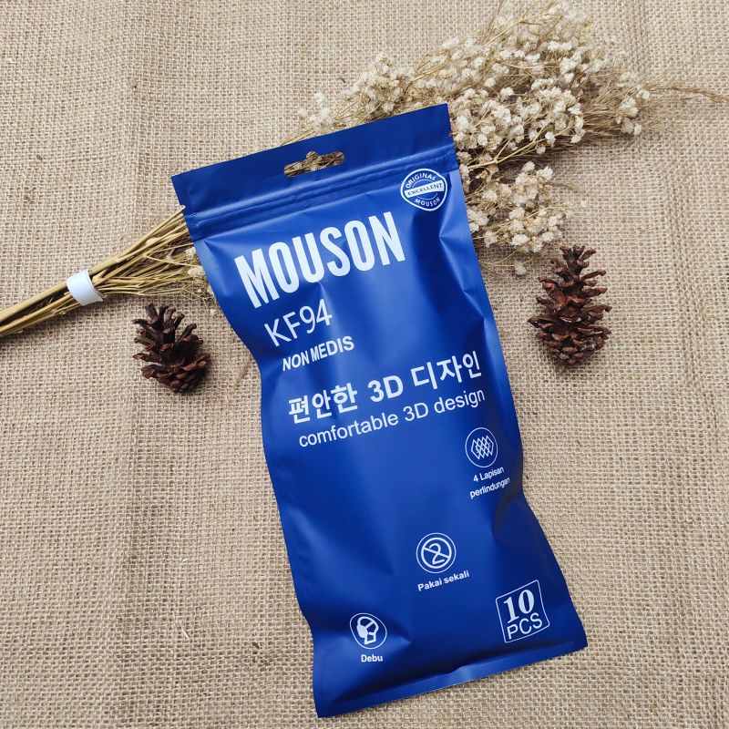 016- Masker MOUSON KF94 isi 10pc Black Blue Jeans