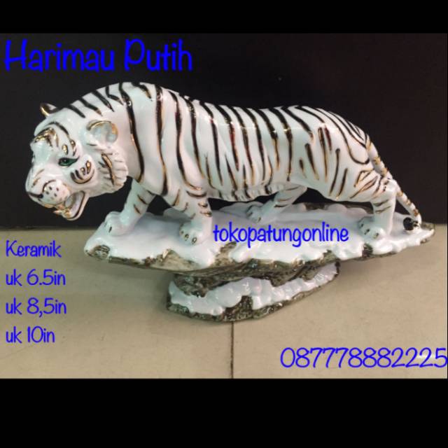 Patung Harimau Macan Putih Keramik Import