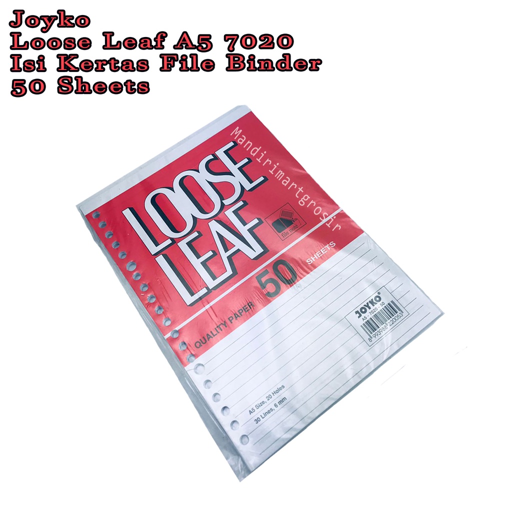 Loose Leaf A5 7020 *Joyko * Isi Kertas File Binder * 50 Sheets