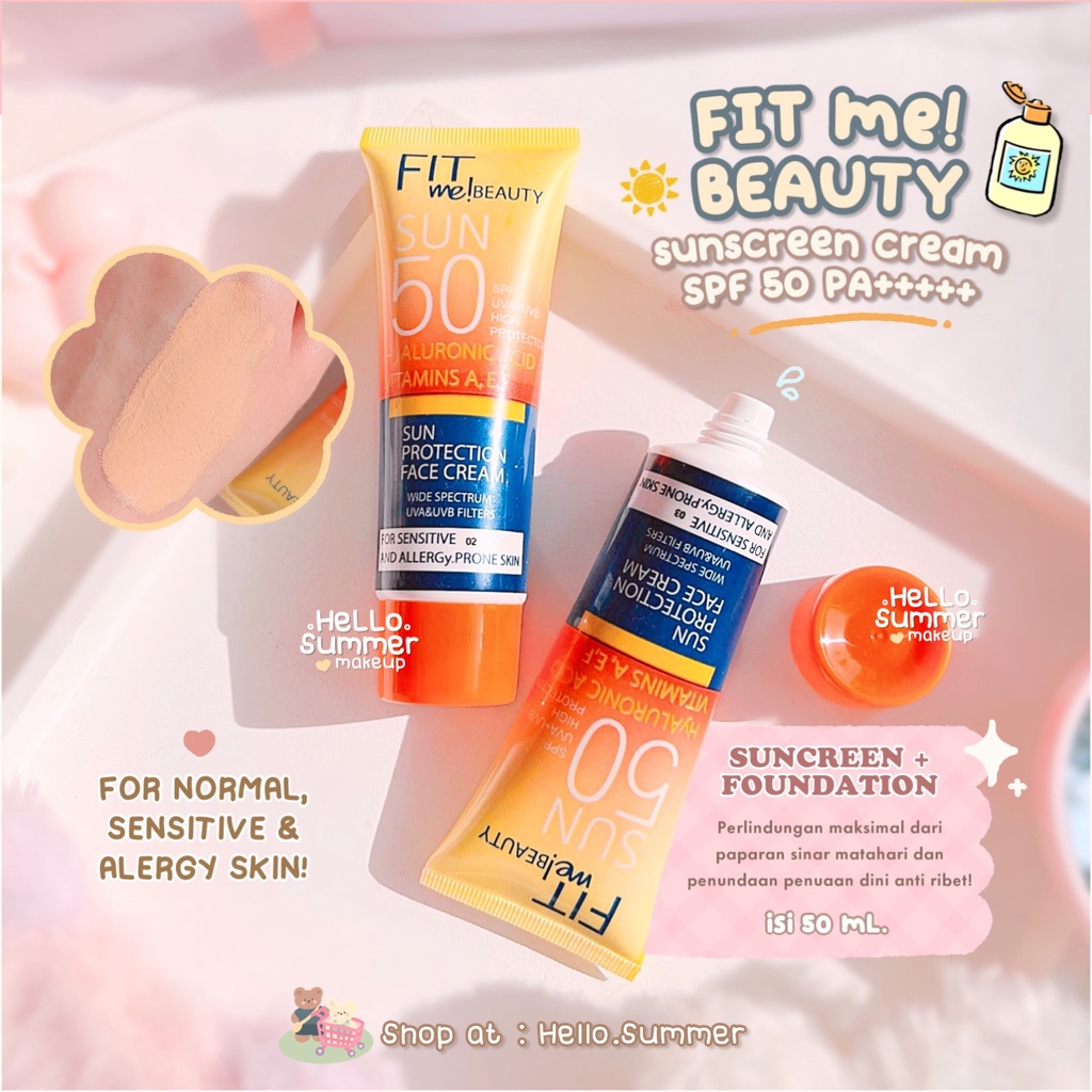 𝐒𝐔𝐍𝐒𝐂𝐑𝐄𝐄𝐍 - Fit Me Beauty Sunscreen SPF 50 PA+ High Protection UVA UVB 50ml No WhiteCast Tone Up