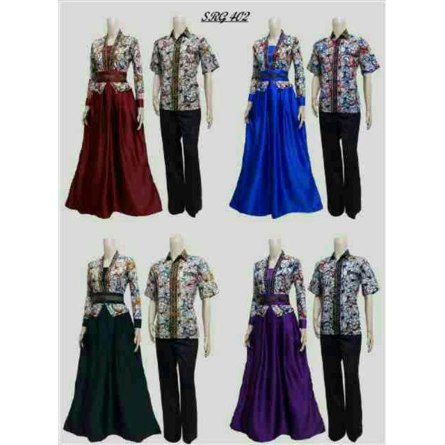 Baju couple-batik sarimbit-katun kombinasi satin velvet
