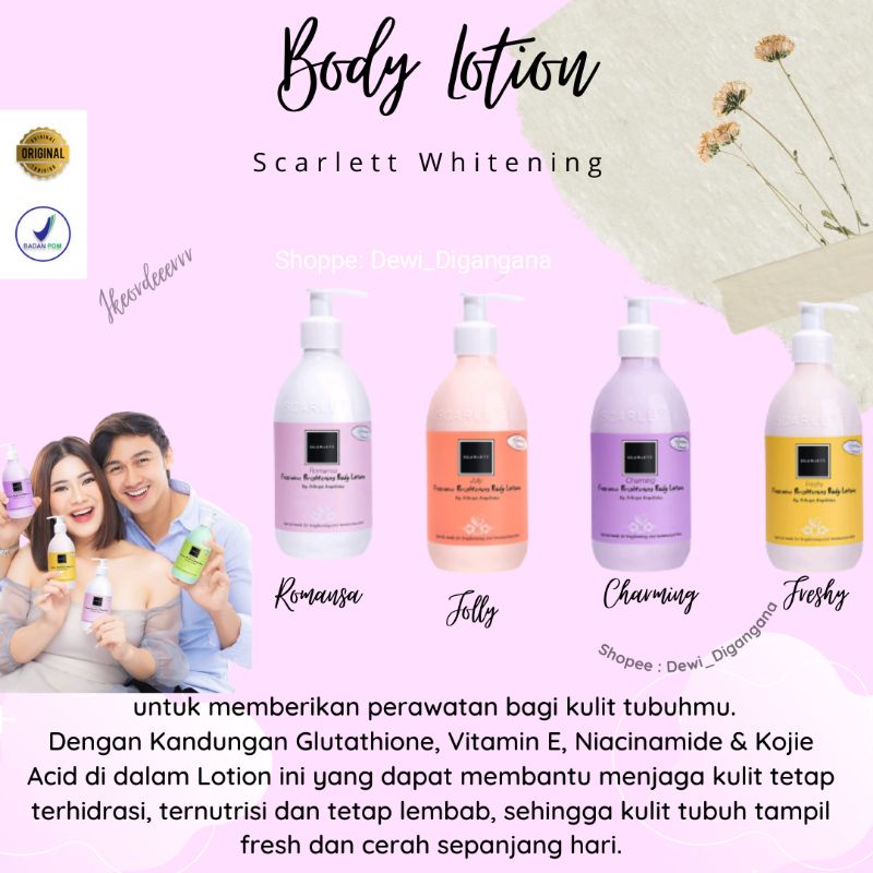 [RESELLER RESMI] BODY LOTION SCARLETT WHITENING ORIGINAL 100%/ SCARLETT BODY LOTION by Felicya angel