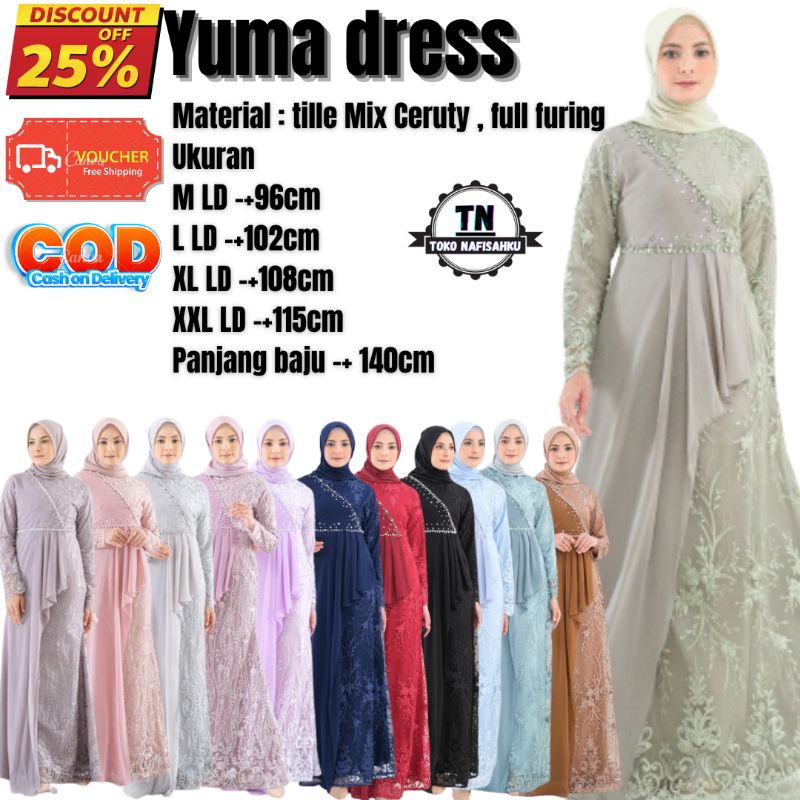 gamis modern yuma dress | gamis syari muslim | baju seragaman pesta | dress seragaman lebaran keluar