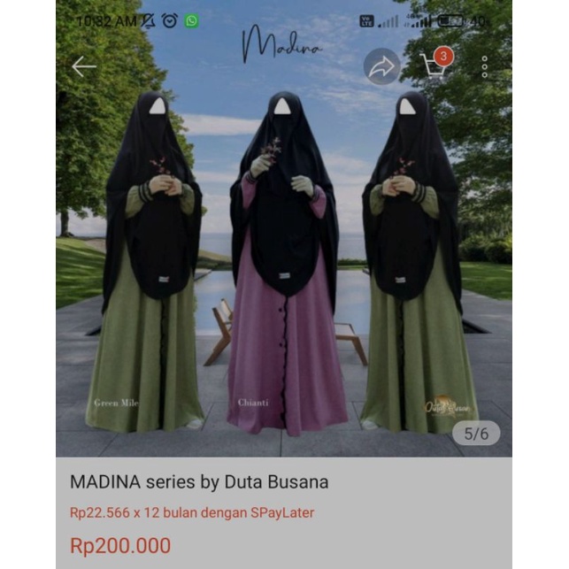 preloved gamis brand duta busana Madina series warna hijau