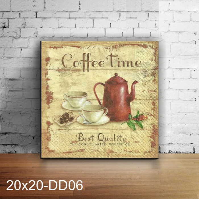 DD06 HIASAN  DINDING  POSTER KAYU COFFEE  TIME WALL HOME 