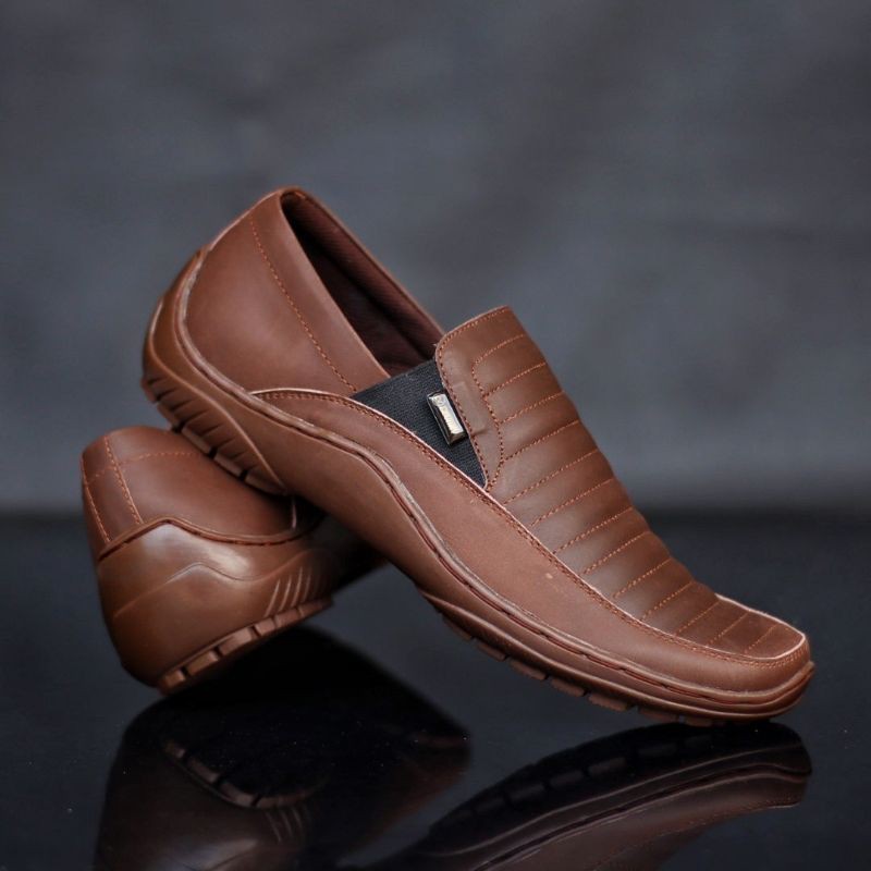 FULL LEATHER CEVANY CORZA Sepatu Slip On Santai Nyaman Trendy Gaya Nongkrong Casual Fashion Pria Slop CH