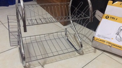 Rak Piring Stainless Minimalis 2 Susun Tingkat Peralatan Dapur Bahan Kuat