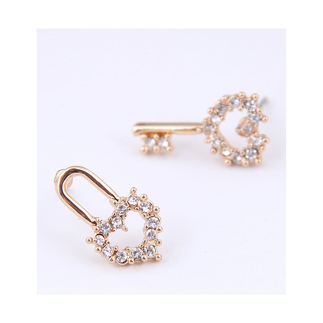 LRC Anting Tusuk Fashion Black Key Lock Asymmetric Female Earrings A58808