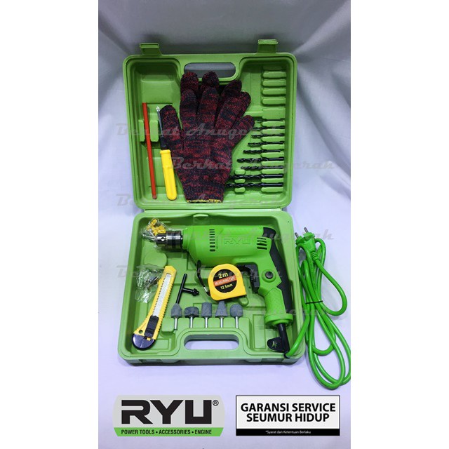 Mesin Bor Set RYU 10mm RDR10-3REB 22Pcs RDR 10 - 3 REB 370 Watt Drill Variable Set MURAH DAN BERKUALITAS