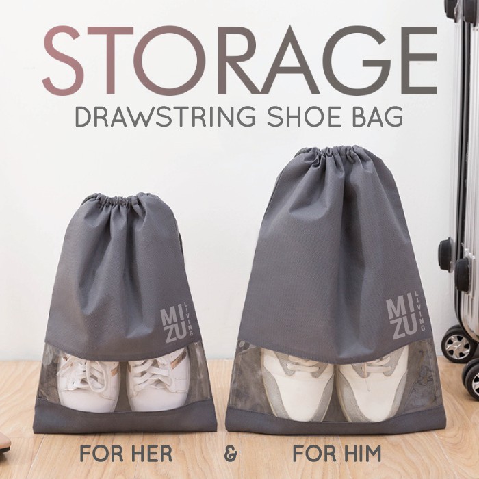 NEZUMI Travel Shoe Bag Tas Serut Sepatu Sandal Serbaguna Anti Debu Ventilasi-2