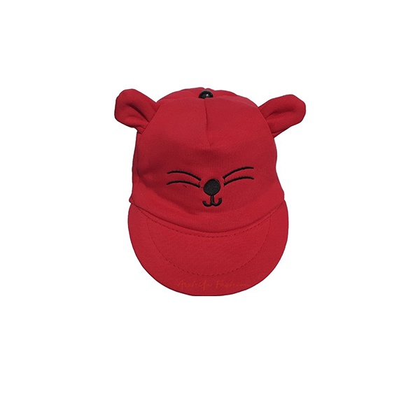 Topi Baseball Bayi Laki Laki Perempuan 0 - 12 Bulan 6 Bulan Baru Lahir Topi Anak Bayi Karakter Kucing Lucu Murah Topi Bayi Cowok Cewek-Merah