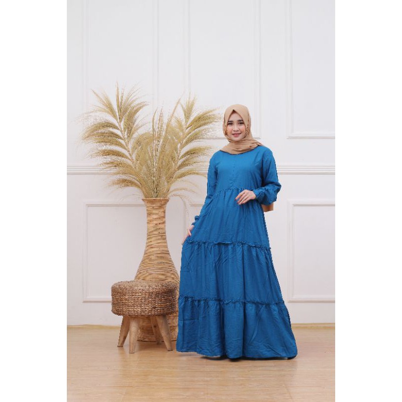 Gamis Hitam Polos Busui Murah Homedress Rayon Premium dress Lengan Panjang