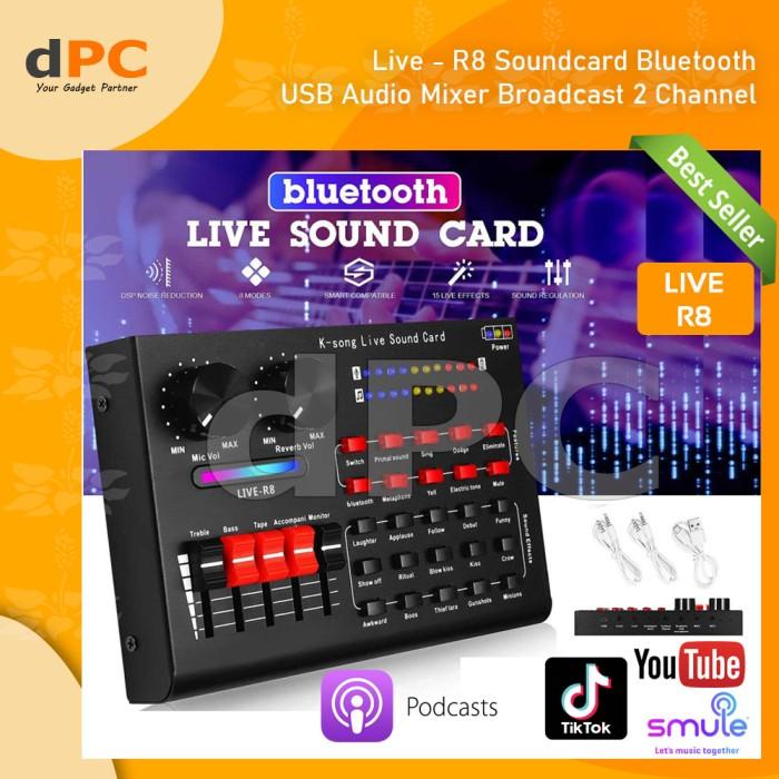 Live - R8 Soundcard Bluetooth Usb Audio Mixer Broadcast 2 Channel