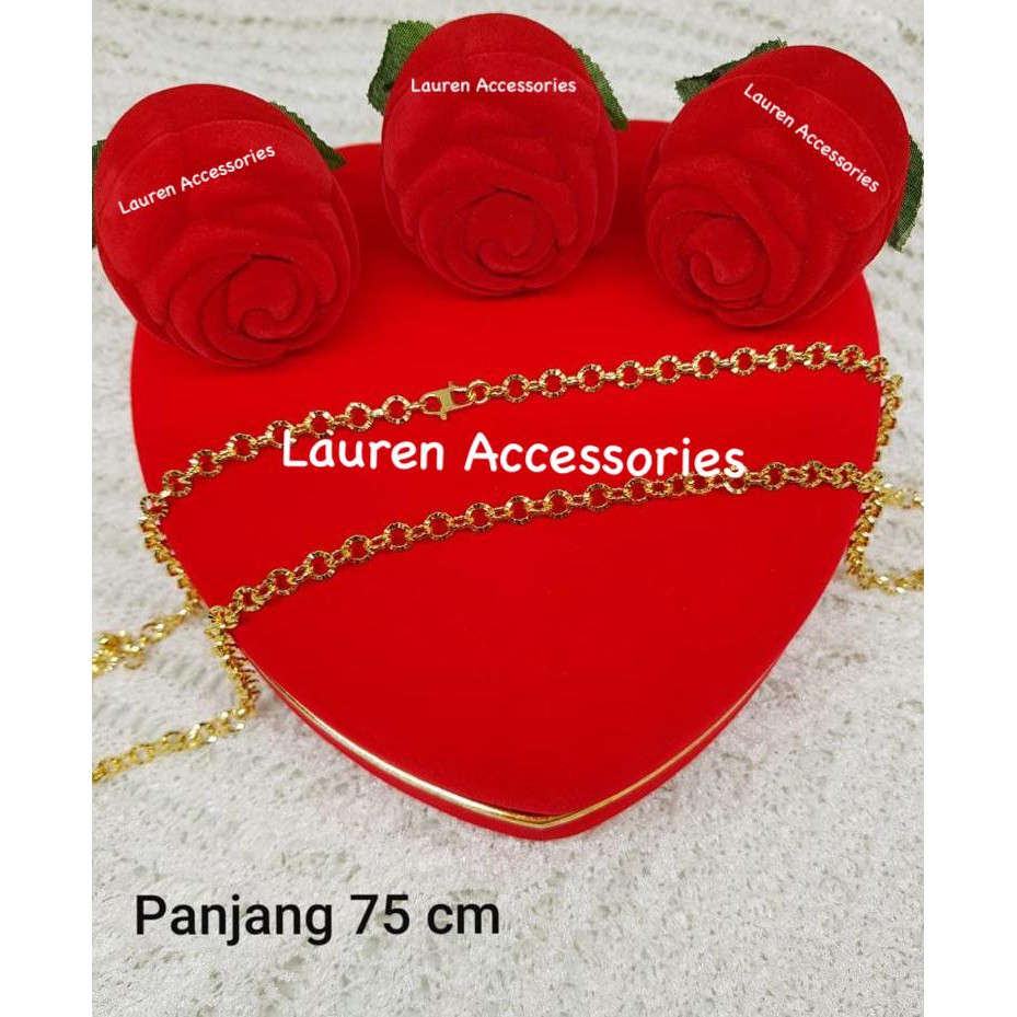 Kalung Dewasa Panjang 75cm Motif Rantai Rante Perhiasan Imitasi Lapis Emas Kuning KL 2404