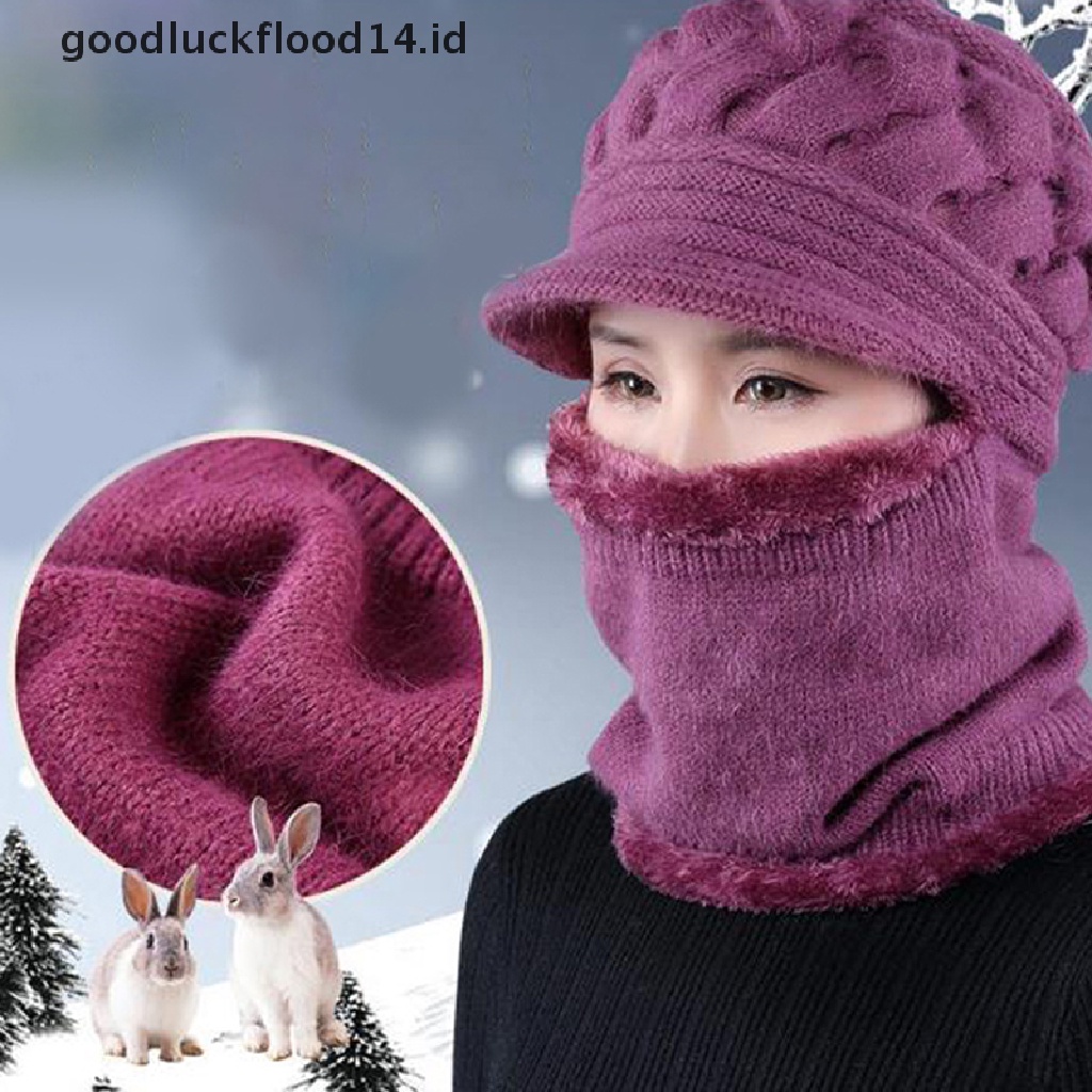 [OOID] Winter Female Lady Woolen Hat Thickening Warm Knit Beanie Scarf Crochet Cap  ID