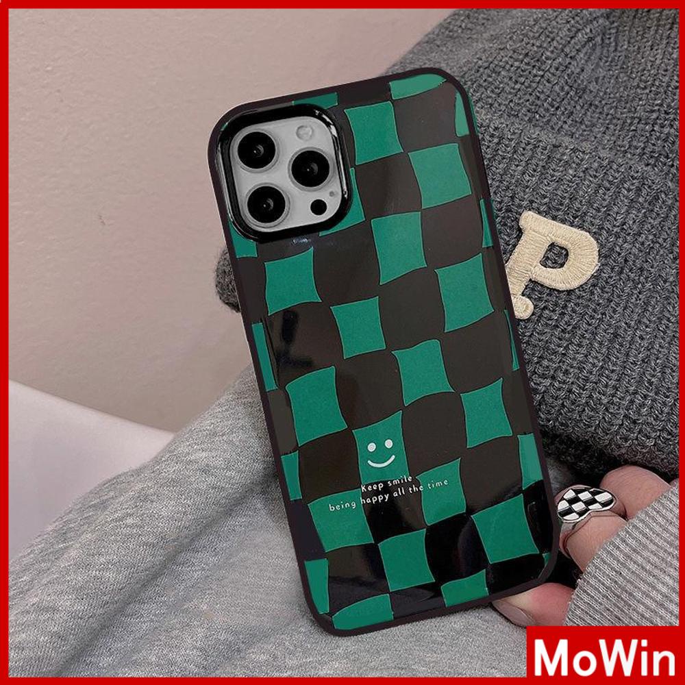 iPhone Case Silicone Soft Case TPU Candy Case Black Glossy Big Hole Camera Protection Shockproof Green Checkered For iPhone 13 Pro Max iPhone 12 Pro Max iPhone 11 Pro Max 7 Plus