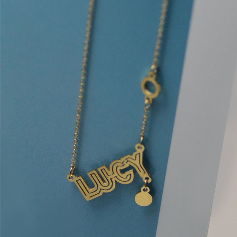 Korea hipster titanium steel-kalung wanita emas 14K huruf tulang selangka kalung panjang mahasiswa h