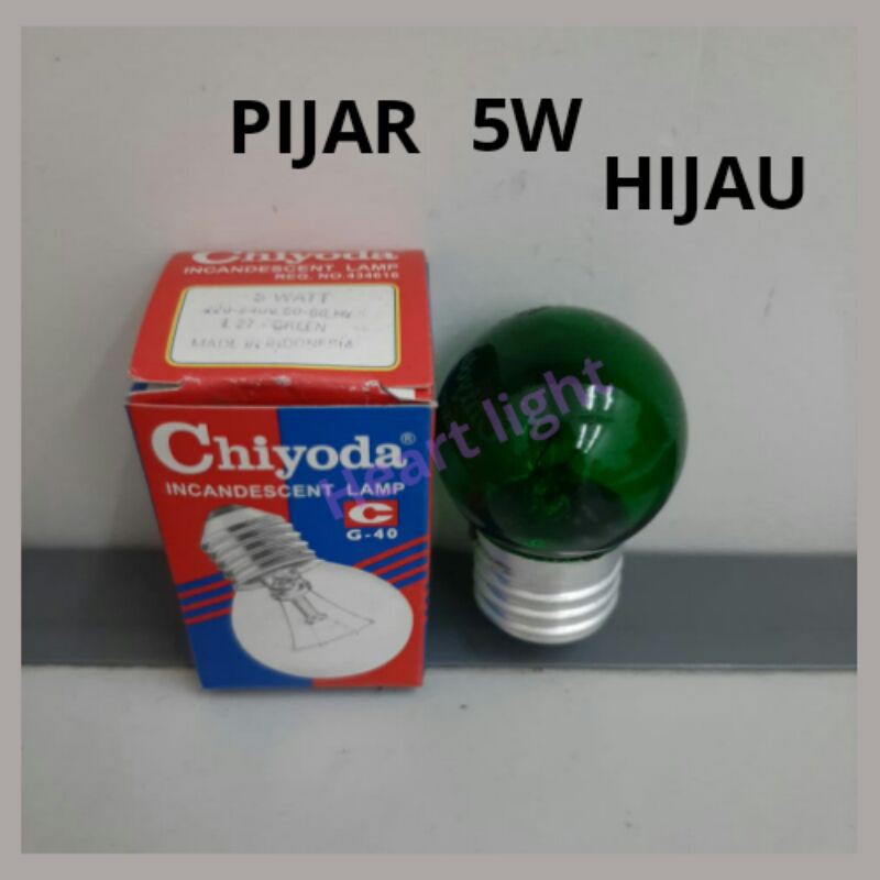 lampu pijar 5w warna hijau chiyoda G40 lampu dop/chiyoda G40 5w green hijau