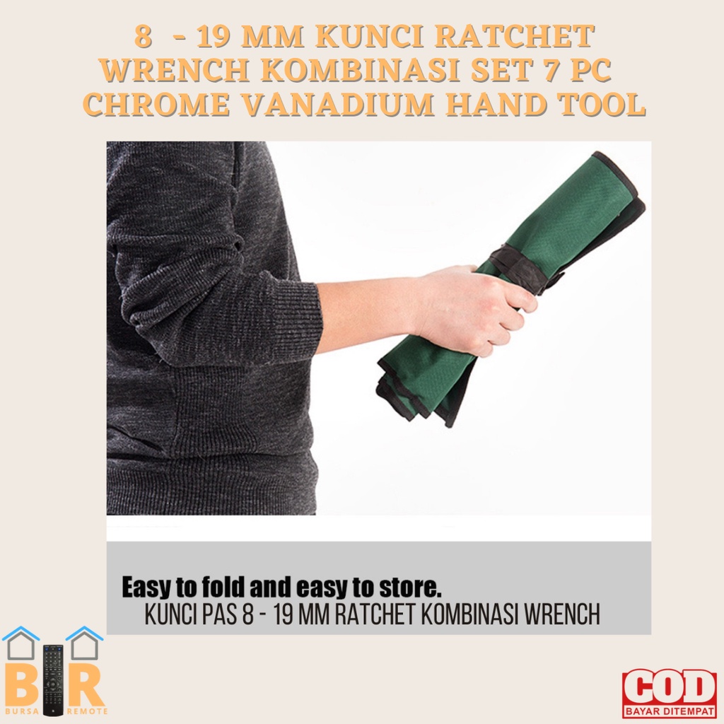 Kunci RATCHET WRENCH 8-19mm KOMBINASI SET 7 PC  Chrome Vanadium HAND TOOL