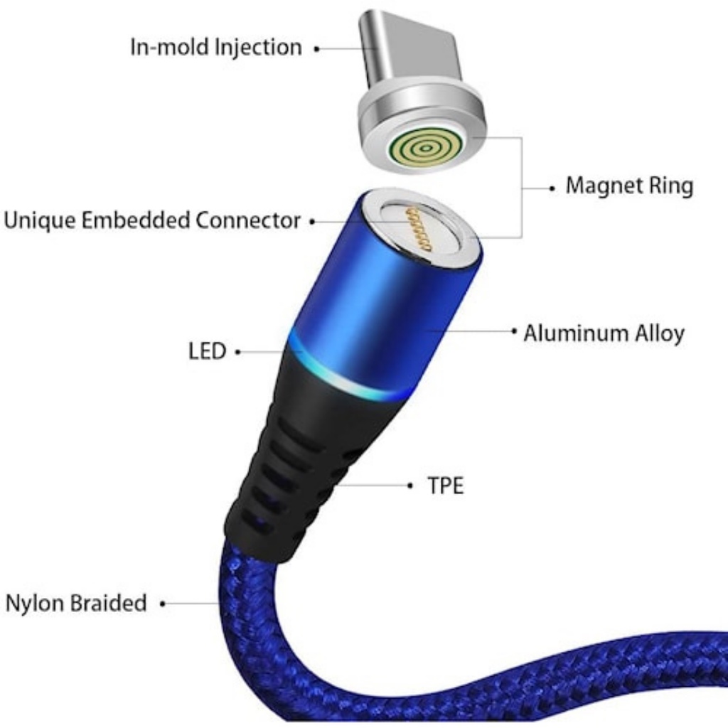 Kabel Charger Type C Magnet Magnetic Charger Cable 3 in 1 Lightning Micro Type-C USB Kabel Cas Magnet