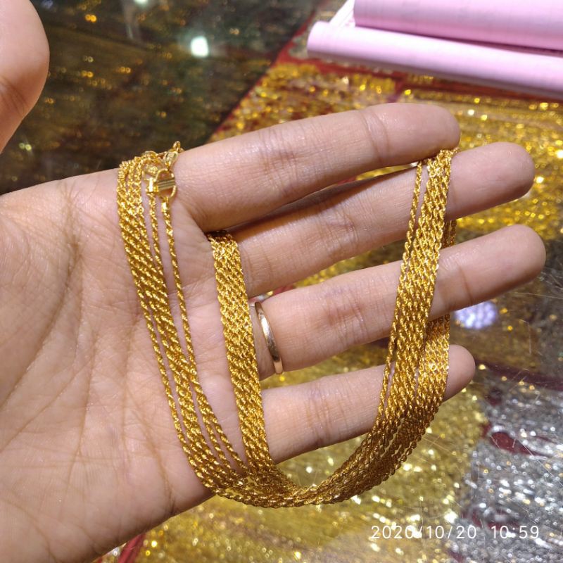 Kalung Tambang Pulir 1 gram emas muda  kadar 375%