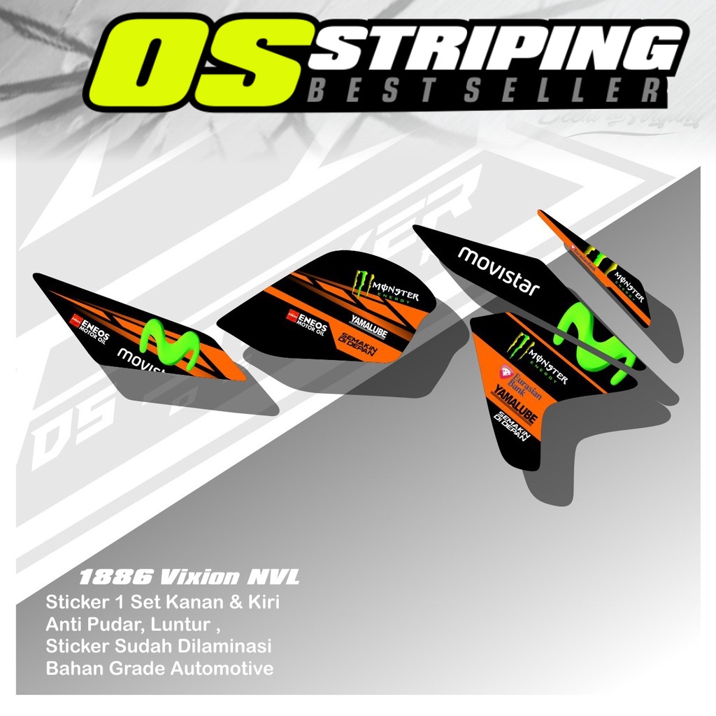 1886 Sticker Striping Motor YAMAHA VIXION NVL List Variasi Desain Motif Movistar Desain Terbaru OS S