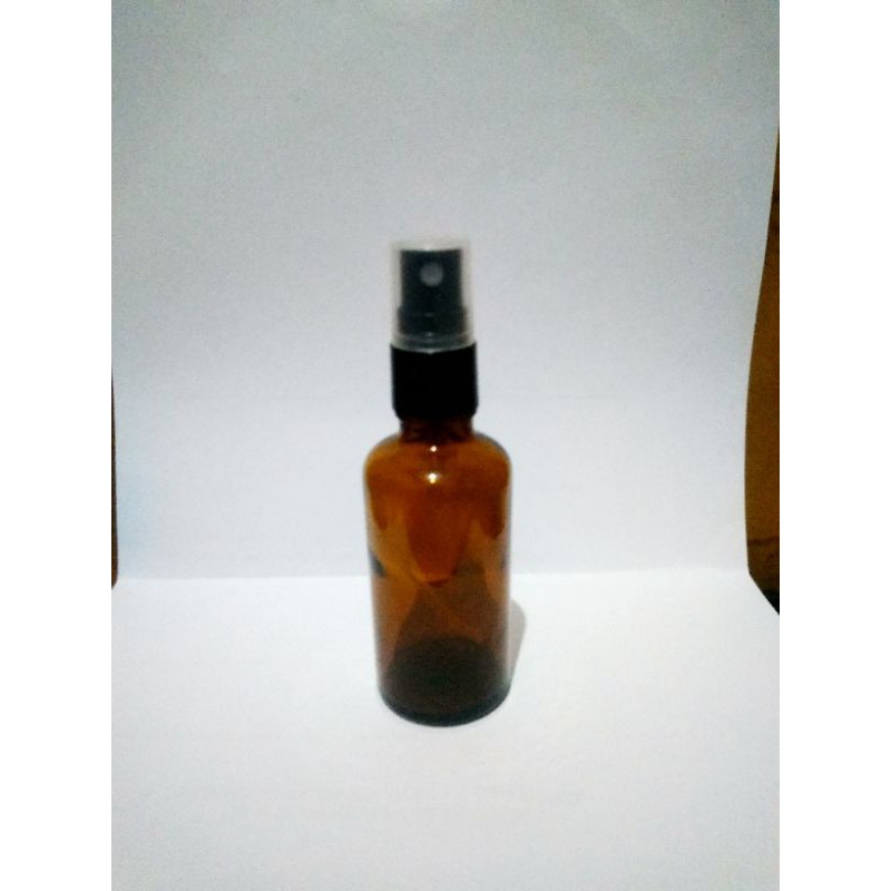 botol kaca amber coklat 50ml tutup spray hitam