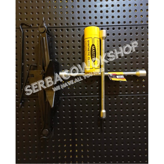 Paket Dongkrak Jembatan Hitam 2 Ton + Kunci Roda Palang + Bonus Kanebo