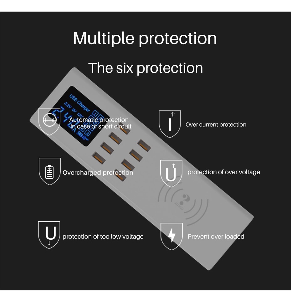 8 Port Wireless Quick Charger 3.0 Adaptor TRIPLEDI Adapter USB Fast Charging Samsung EU Plug