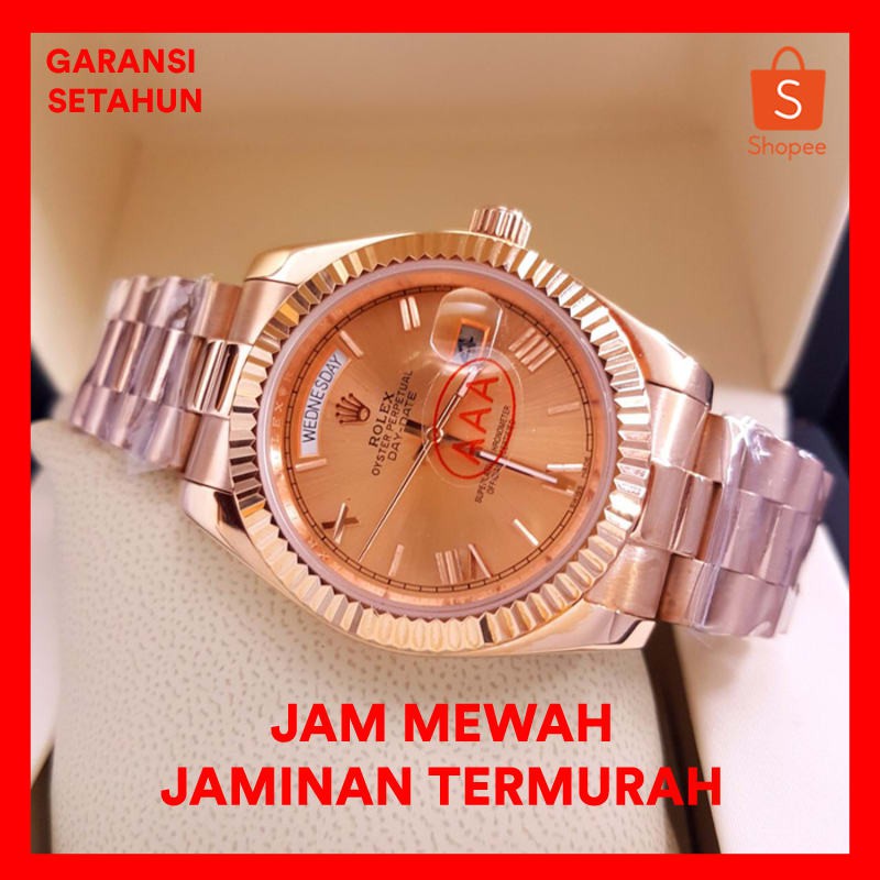 Jam Tangan Pria Merk Rolex Oyster Perpetual DayDate Automatic Free yes