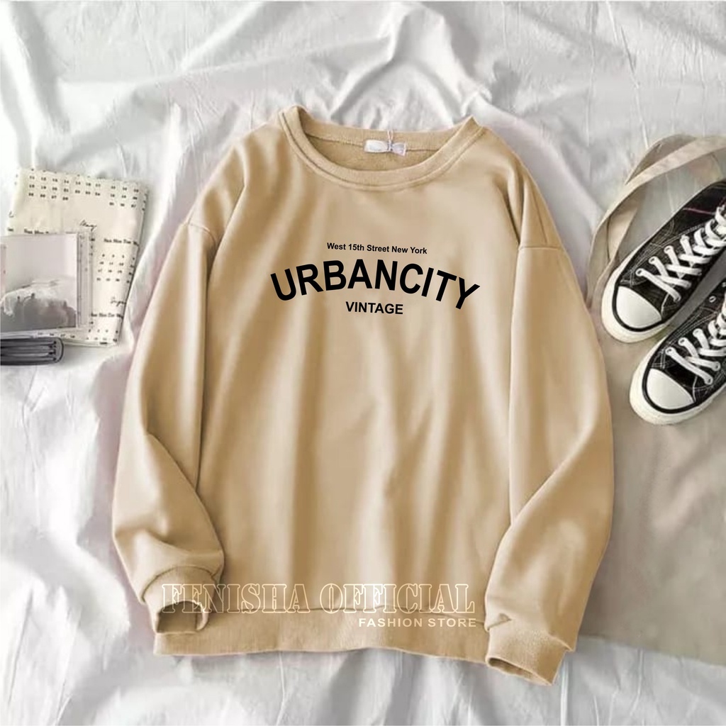 FenishaStore URBAN CITY Vintage sweater crewneck Wanita Size M,L,XL,XXL Bisa Bayar Ditempat COD