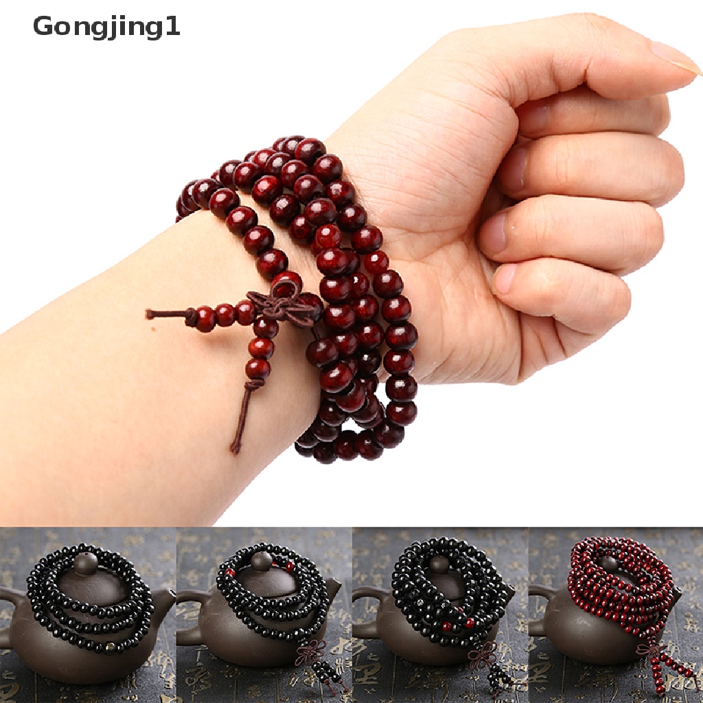 Gongjing1 Gelang Meditasi Buddha Bahan Kayu Cendana Alami Ukuran 6 / 8mm Untuk Pria / Wanita