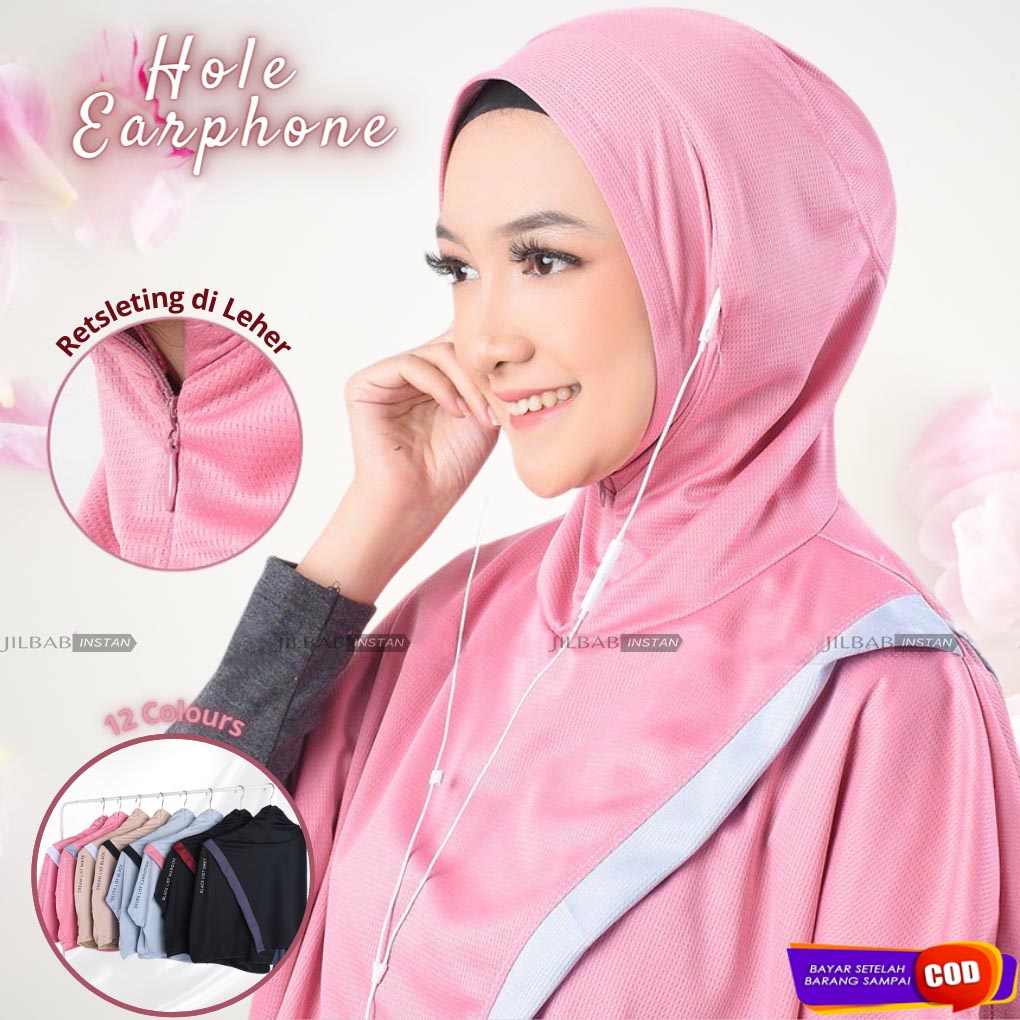 Jilbab Olah Raga Dry Fit- Hijab Sporty - Renang Olahraga Lari Senam Yoga Running Jogging Sepeda-CARNATION SILVER